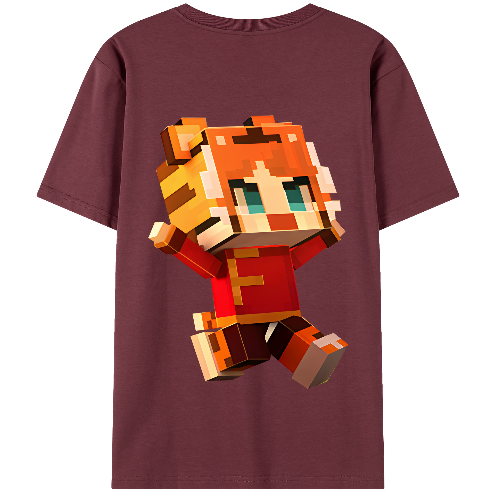 （画像用） マインクラフト ブロックの世界 Minecraft MC Block world 綿100％半袖Tシャツ（背面プリント）